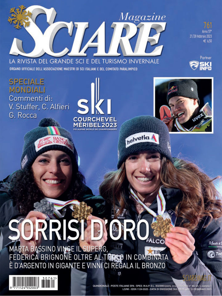Copertina della rivista Sciare con articolo sulla second tappa della Porsche White Cup