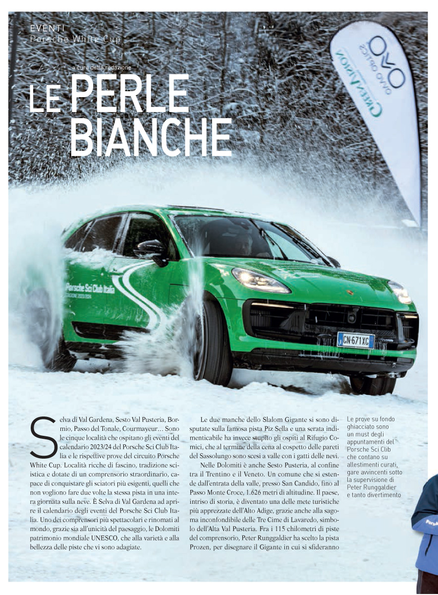 La prima pagina dell'articolo Le perle bianche, panoramica delle località della Porsche White Cup su Sciare Magazine